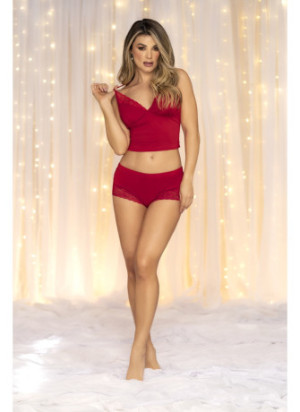 Pyjama 2 pièces rouge top et short - MAL7533RED